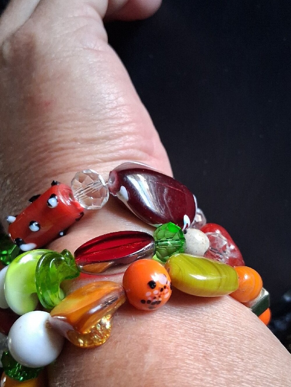 Handmade Multicolor Beaded Bracelet - Vibrant Mixed Glass Beads - Picture 7 of 8